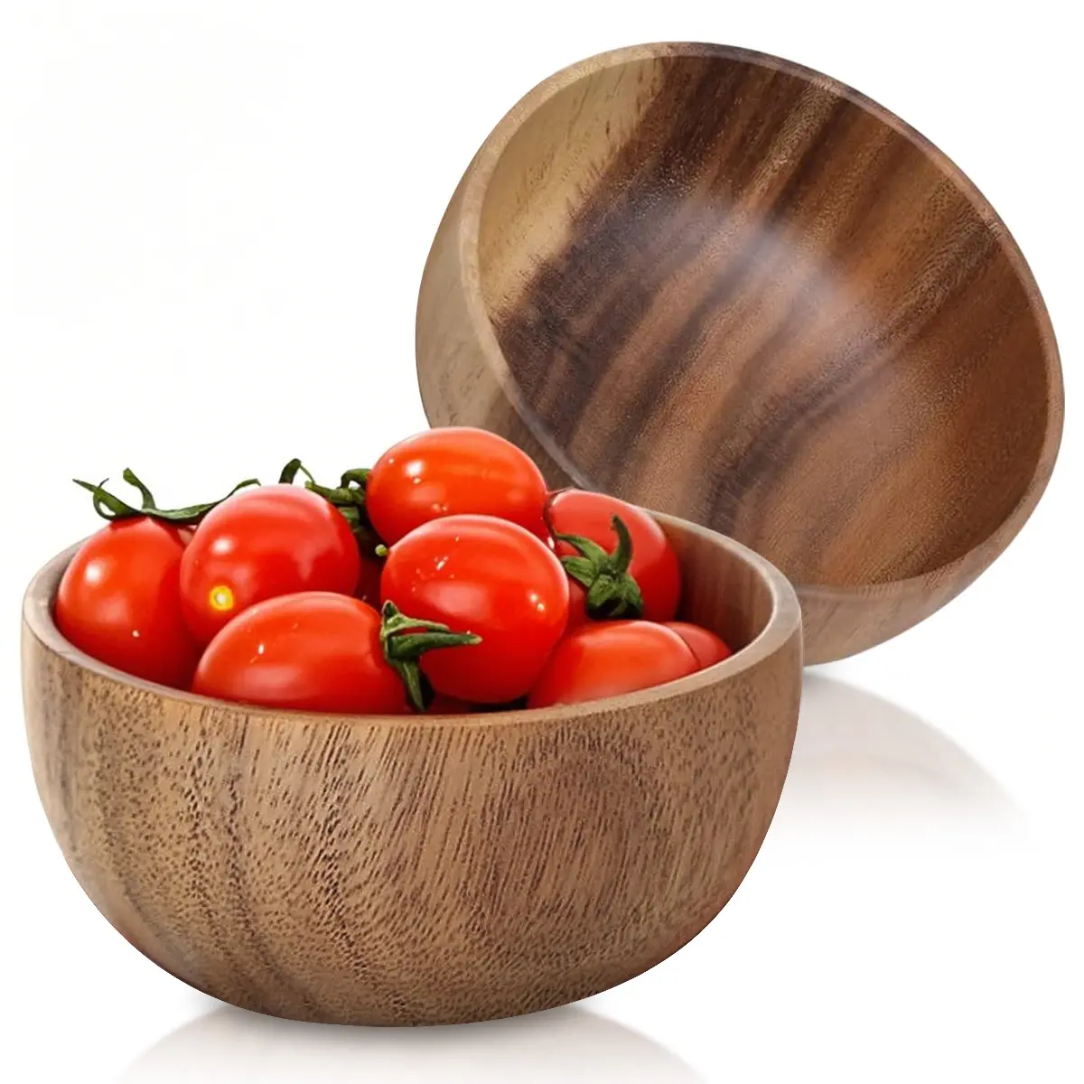 Acacia Wood Salad Bowls Set, 2-Pack Wooden Decorative Fruit Serving Kitchen Bowls, Perfect for Salads, Snacks & Dried Fruits, Ideal for Home Dining & Entertaining