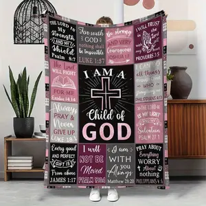 Bible Verse Velvet Blanket—Featuring the Phrase “I AM GOD,” Made of Soft Flannel Fabric, Ideal for and for Church Use; a Perfect Gift for Holidays, Baptisms, and Easter; Machine Washable and Suitable for Seasons