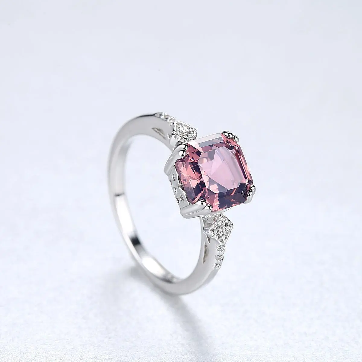 925 Silver Morganite Solid Stone Ring - Lightweight, Gem Accent, Thoughtful Gift for Daily Wear, Casual and Formal Occasions