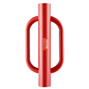【Father's Day】VEVOR Fence Post Driver with Handles, 4.11 in Inner Diameter T Post Pole Pounder, 22LB Heavy Duty Carbon Steel Hand Post Rammer, Farm Fencing Hole Digger for U Channel, Sign Pole, Wooden Post, Red
