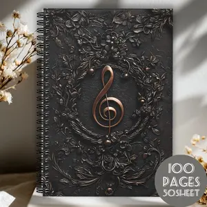 An Elegant Music and Floral Spiral Notebook - Treble Clef and 8-Note Scale (Do-Re-Mi-Fa-Sol-La-Ti) Journal, Piano Manuscript Paper, Perfect for Composers, Musicians, Students - Gift Idea for Music Lovers