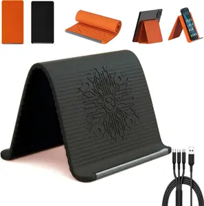 Flexible Foldable Silicone Aluminum Phone Holder, Bendable Anti-Slip Desktop Stand, Rollable Multi-Angle Bracket for Phone Tablet Laptop Home Office Travel