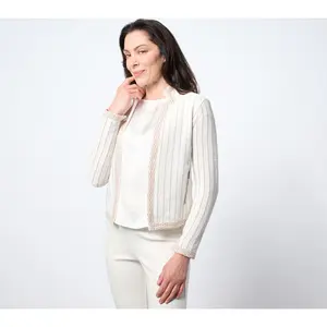NIC+ZOE Pinstripe Notch Collar Knit Jacket