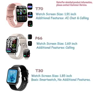 Ntaanoo Wearable Smartwatch, Wireless Call & Message Alerts, AI Chatbot, 110+ Sport Modes, Full Touchscreen Fitness Tracker, Multifunctional Watch for Men Women, High-Definition Display, Long Battery Life (T70/P66/T30)