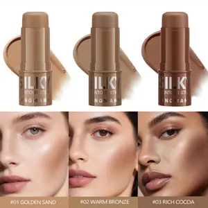 1pc Long-Lasting Matte Contouring Stick - Buildable Cream Bronzer & Face Defining Powder-like Shade (Warm Brown/Beige/Golden Sand/Cocoa) - Multi-Use Highlight & Shadow Stick for Sensitive Beige, Travel-Friendly Makeup Palette, Highlighter Stick