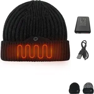 Electric Heated Beanie Hat Cap with Rechargeable 7.4V Long-Lasting Battery Warm Winter Anti-Freeze Outdoor for Men Women