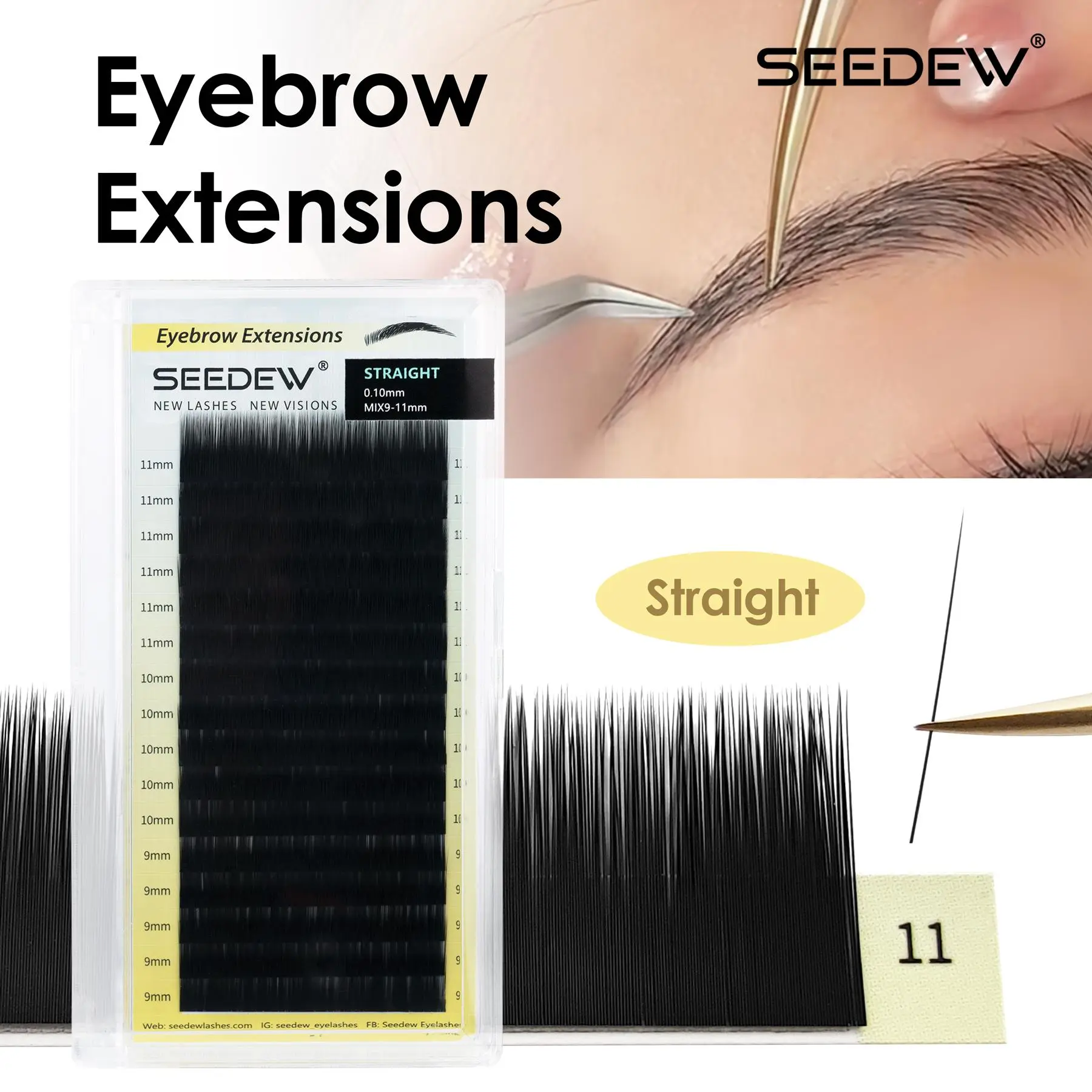 [SEEDEW] 0.07/0.10 Baby Straight Curl Eyebrow Extensions High Quality False Eyebrow Natural Soft 2026 New
