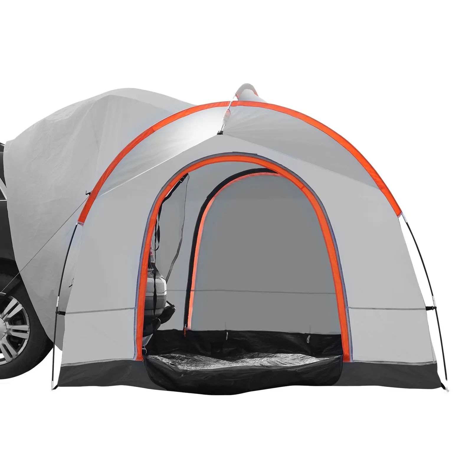 8-Foot By 8-Foot SUV Camping Tent Attachment For Vehicle Camping, Rain Fly Layer And Carry Bag Included, PU2000mm Double-Layer Waterproof Truck Rear Tent For Van Hatch Tailgate, Sleeps 6-8 People, Easy Setup