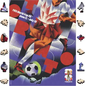 FIFA World Cup 2026 City Puzzle Toronto Poster Wooden Jigsaw Puzzle, 200 Pieces Official Soccer Sports Game Gift for Men Women, Adults Home Decoration Puzzle, 9.3x11.8''
