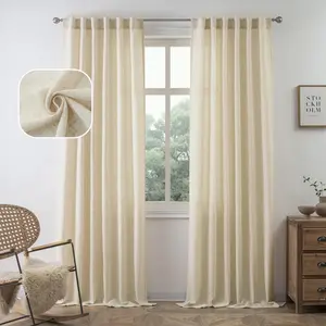 DriftAway Linen Curtains for Living Room Semi Sheer 2 Panels Farmhouse Natural Light Filtering Window Drapes