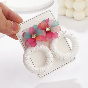 Ramona Floral Earrings, Floral Rafia Earrings