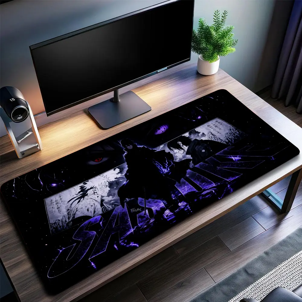 Sasuke Uchiha Naruto Gaming Mouse Pad Personal, Custome, Anime Desk Mat Extended Keyboard Pad Waterproof Non Slip Rubber Base Large Mousepad for PC Gamer Setup Desk Accessories 40x21 Inch,Office Gifts, Decor desktop