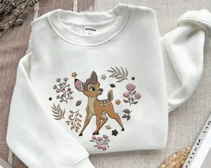 Embroidered Bambi Floral Flower Sweatshirt