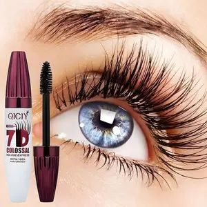 7D lengthening silk fiber mascara, 24-hour long-lasting water and sweat-resistant black mascara, long-lasting formula that does not smudge, long-lasting curling effect, silk fiber eyelash extension cosmetic, suitable for all skin types, a daily makeup ess