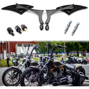 Black Universal Motorcycle Rearview Side Mirrors Compatible With Honda,Kawasaki,Suzuki Harley Bolt (Black)
