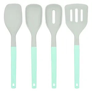 4Pcs Silicone Spatula Set, Food Grade Rubber Spatula, Two Color Upgrade Strong Handle with Ergonomic Grip, 600°F Heat Resistant Silicone Spatula Turner Spoon for Nonstick Cooking