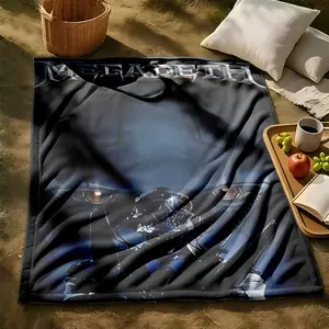 1 piece Megadeth band album cover with a "Mechanical Warrior" theme themed flannel blanket - Flannel blanket with modern design, suitable for sofas and beds, all-season use, super soft and comfortable, digitally printed pattern, 100% polyester