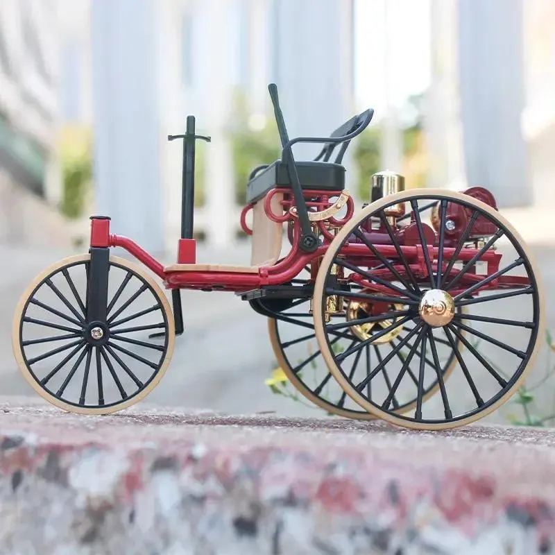 1:12 Scale 1886 Vintage Classic Alloy Metal Tricycle Shape Car Model, Simulation Toy for Children+, Collection Gift (F499)