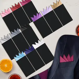 12 Pcs Pocket Squares for Men,Prefolded Suit Pocket Squares on Card Masculine Polyester Handkerchief Suit Accessories