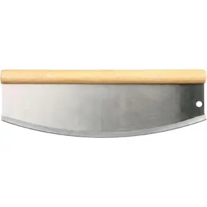 One Bite Stainless Steel Pizza Rocker Cutter with Wood Handle