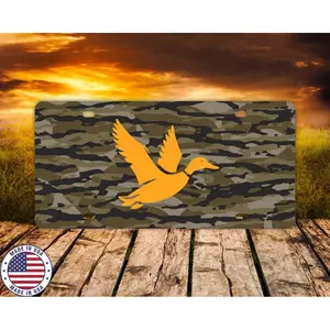 12x6 Metal UV Sublimated Camo Duck Waterfowl Hunting Truck License Plate Outdoor Vanity Plate Duck Hunter Gift Plate Tag