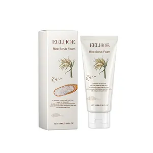 EELHOE Rice Scrub Foam, Deeply Clean Firming Pores Repair Facial Dull Skin Shine White Face
