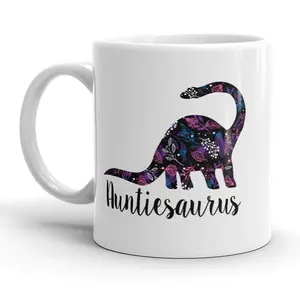 Auntiesaurus Floral Mug Cute Dinosaur Aunt Coffee Cup - 11oz Funny Coffee Mugs Ceramic Printed Drinkware Cup