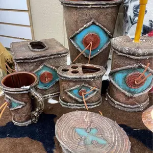 Soap Dish, Napkin holder, Toothbrush holder, Cup, Trashcan, Toilet bowel brush Set