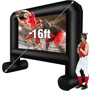 16ft Inflatable Outdoor Movie Screen with Air Blower & Storage Bag - Front/Rear Projection, Quick Setup Portable Blow-Up Projector Screen for Backyard Movie Nights, Home Theater, Events