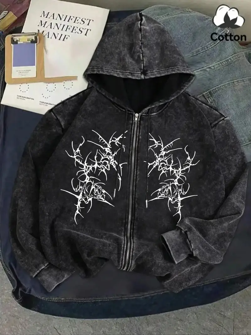 grunge y2k outfits men zip up hoodie - TikTok Shop