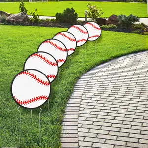 8 1/4" Baseball-Shaped Corrugated Plastic Yard Signs - 6 Pc.