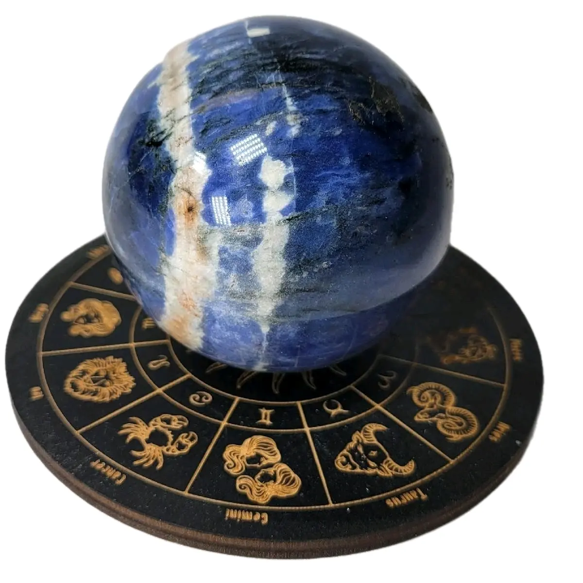 Sodalite Crystal Sphere with Stand Home Decor Home Ornament Car Pendant Car Pendant Bag Pendant