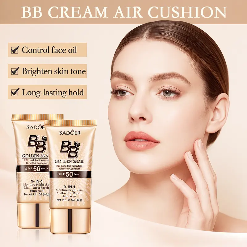 High-Concealing Waterproof Snail BB Cream - 40g. An easy-to-apply concealer that is highly waterproof, long-lasting, oil-controlling, and provides a matte finish for a natural look. Perfect for makeup beginners and a top gift choice.
