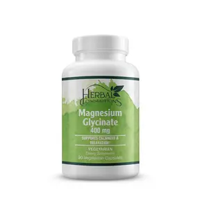 Herbal Connections Magnesium Glycinate 400mg - 90 Capsules - Natural, Organic, Gluten Free, GMO Free, Dairy Free, Vegan/Soy-Free - Supports Muscle, Fitness, Bone, Heart, Muscle Health & Relaxation Antioxidant Dietary Supplement Healthcare
