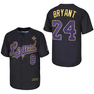 Men's Bryant Baseball Jersey Fashion Black T-shirt Legend Forever 1996-2016 with Practical Gift Number Embroidery and Baseball Top Design Sports