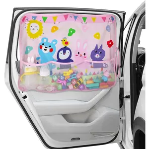 Full Shade Car Window Shades with Storage Net Pocket Pink-Animals Pattern 7 Suction Cups for Sun Heat UV Rays Protection Fits Standard Cars SUVs Minivans MPVs Trucks TikTokShopBlackFriday - Cover