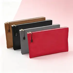 Heavy-Duty Canvas Tool Pouch with Zipper Closure, Utility Bag for Bank Deposits and Organizing, 12.5 x 7-Inch, 4-Pack in Assorted Colors (Brown, Black, Gray, Red), Multipurpose Storage for Tools and Supplies, Durable and Reusable Work Gear