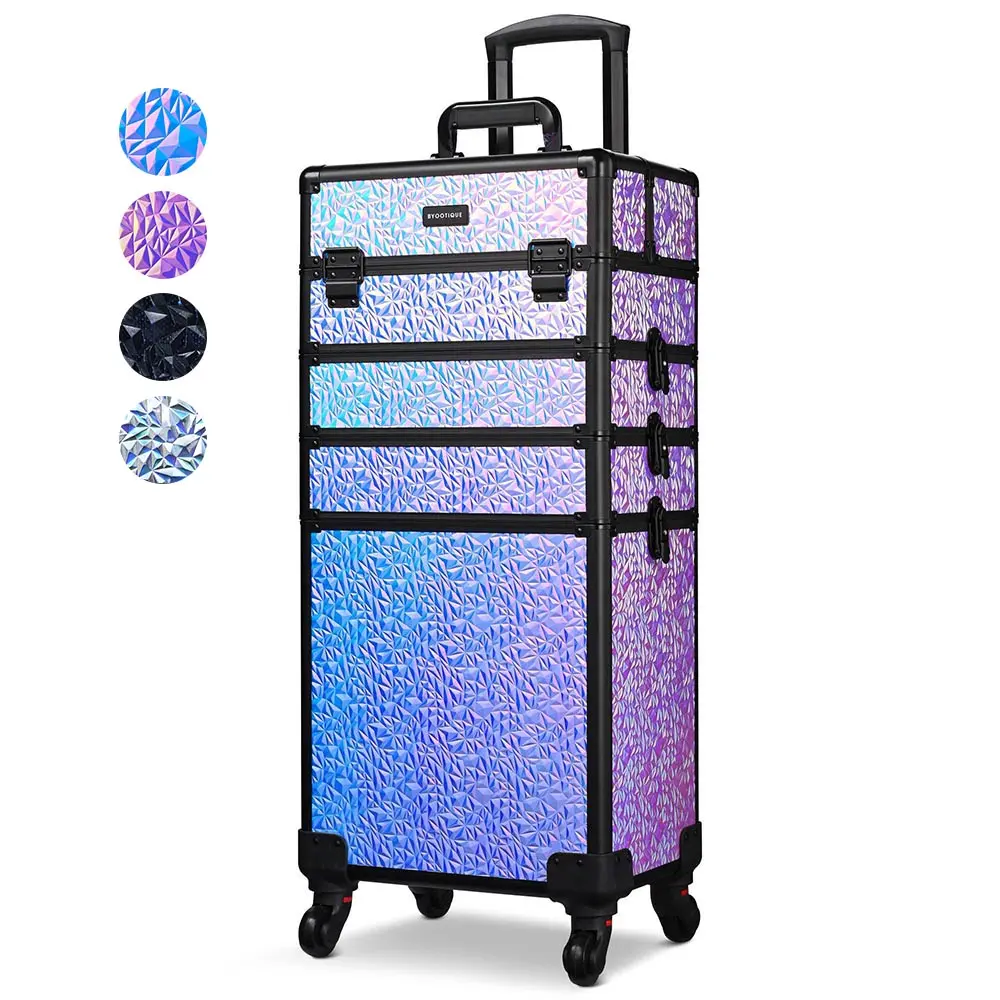 Byootique 14.5"x11.4"x32" Explore 4in1 Rolling Makeup Case Mermaid, Rococo, ForgetMeNot, CoyoteButtes Optional