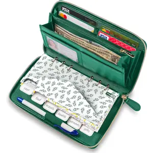 Envelope Wallet  Green All in One Budget System with 12  Stuffing  Envelopes, 12 Monthly Budget Cards, Yearly Budget Planner sheet Complete  Organizer Set RFID Blocking