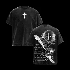 Fallen Angel Washed T-Shirt, Vintage Oversized Gothic Tee, Christian Dark Graphic Unisex Shirt, Vintage OversizedTee CasualStreetStyle