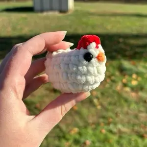 Crochet Mini Chicken - Adorable Handmade Plush Toy with Red Crest and different color Body options Perfect for Collector