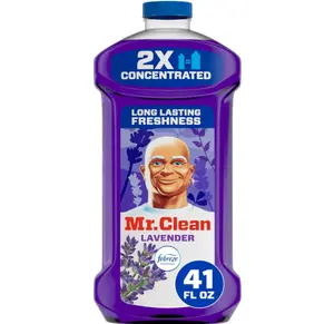 Mr. Clean All Purpose Cleaner, Floor Cleaner for Mopping Home, Bathroom, & Kitchen, Cleaning Liquid for Mop & Bucket, Cleaning Supplies, Multi-Surface Dilutable, Lavender, 41oz