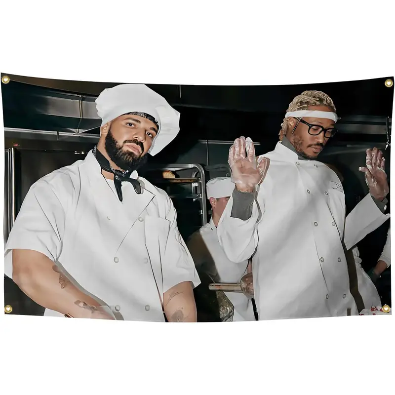 Chef Life Flag 3x5Ft Hip hop Rapper Tapestry With Four Brass Grommets Funny Flag Decoration for College Bedroom Room Dorm Wall Party