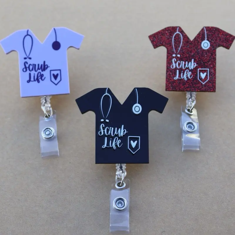 Nurse Life Badge Reel - Acrylic with UV DTF, Swivel Alligator Clip, Available in Multiple Colors. 1 badge reel. Retractable great gift