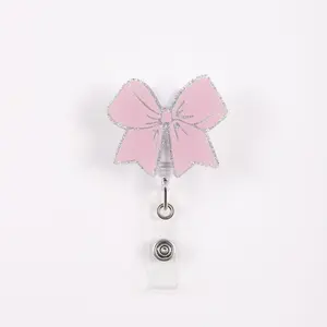 Bow Design Badge Holder, 1 Count Cute Badge Reel, Creative Name Badge Holder for Nurse, Job, Volunteer, Office Worker, Badge Decoration