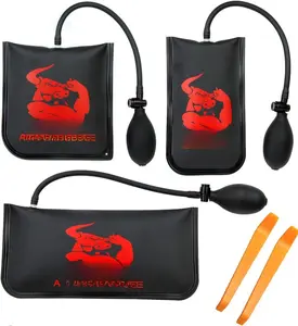 IMPROVED 3 count Commercial Grade Air Wedge Bag Pump Professional Leveling Kit & Alignment Tool Inflatable Shim Bag. 3 Sizes(Small, Medium, Large) for a Variety of Jobs. 300 LB Rating