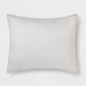 Standard Washed Cotton Sateen Quilt Sham Light Gray - Threshold: OEKO-TEX Certified, 250 Thread Count, Envelope Closure