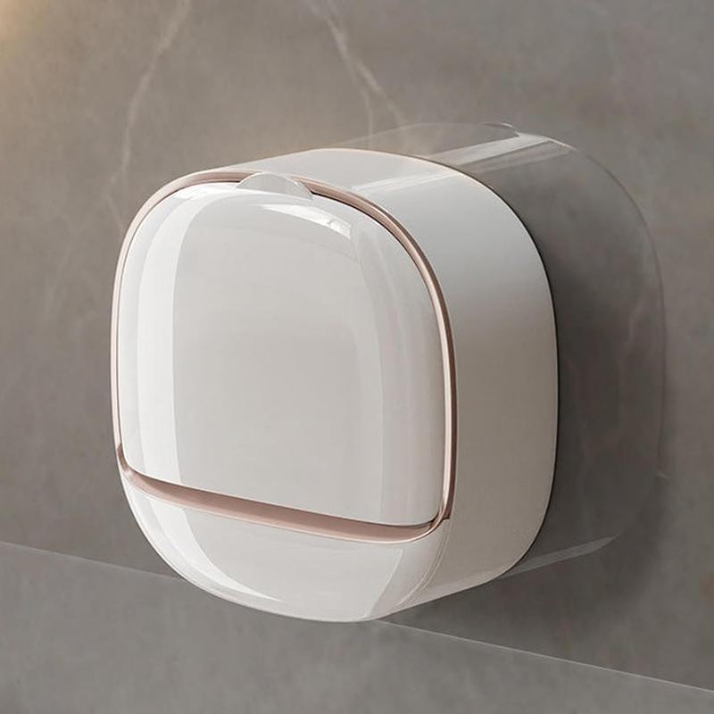 Waterproof Soap Dish With Drainage Box, Soap Holder with Drain Tray, Wall Mounted Draining Soap Dish, Adhesive Soap Case Box, NO-Drilling Soap Dish Holder for Bathroom