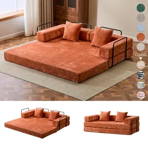Floor Cloud Sofa Bed + Custom Sofa Covers - High-Quality Convertible Comfy Corduroy Fabric, Premium Sponge Padding, Multi-Functional Floor Sofa & Mattress for Living Room