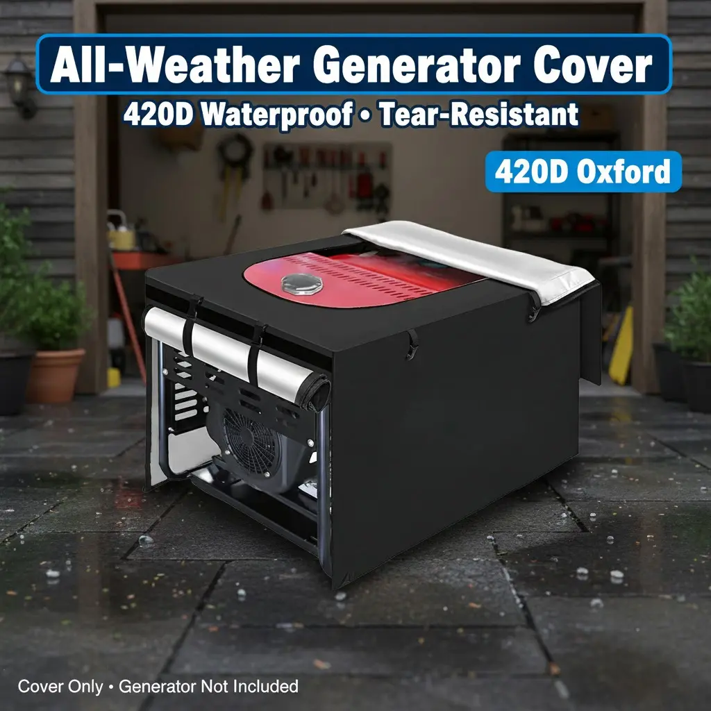 Home Backup Generator Cover - Upgraded 420D Oxford Fabric, Waterproof, UV-Resistant, Dustproof, Windproof, Tear-Resistant, Easy to Install & Remove, Compatible with Yard and RV Use (Cover Only)